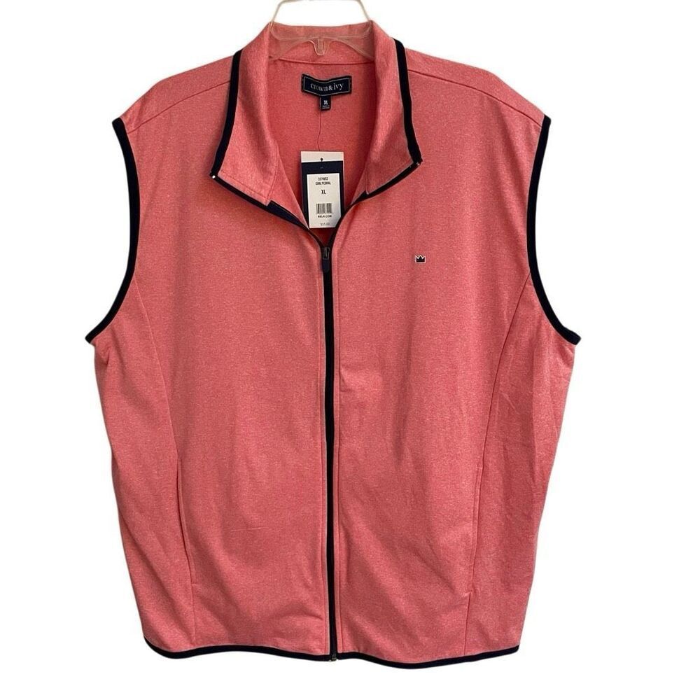 Crown & Ivy full zip‎ lightweight vest men’s XL coral pink NEW